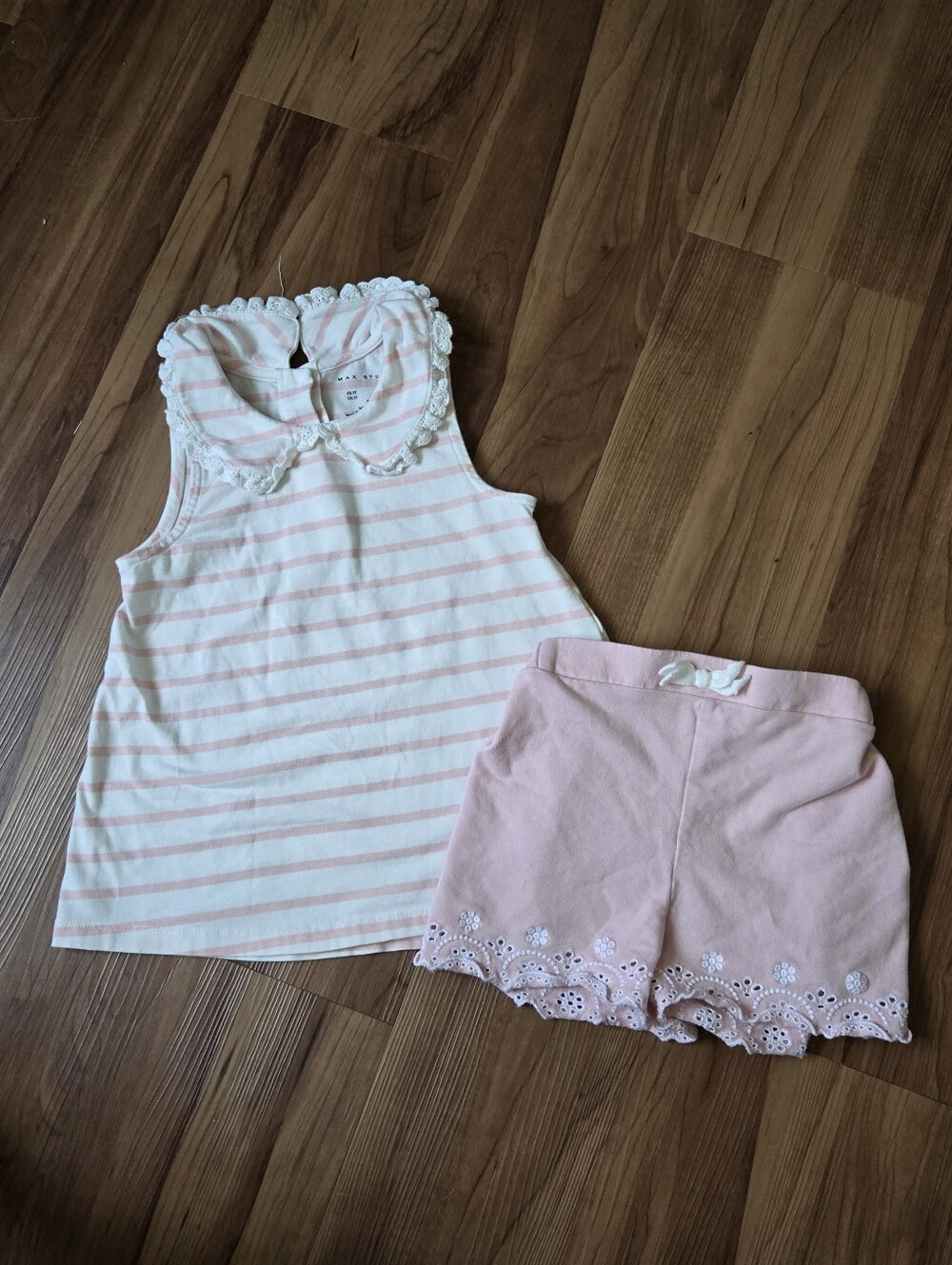 Girls Pink Striped Tank Top & Pink Shorts Set 5T EUC Max Studio